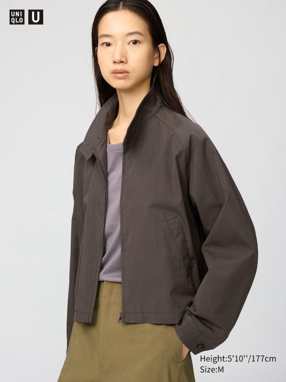 Uniqlo U Cotton Blend Short Blouson Boxy Harrington Jacket Women L M